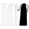 11Pcs Glass Straw Reusable Drinking Straw Borosilicate Glass Tube Straws for Drinks Cocktail with Cleaning Brush Bar Accessories