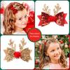 1/2/4PCS Girls Sequins Bowknot Hairpin Christmas Party Child Antler Hair Clip Kids Bling Hairpin Hairs Accessories Birthday Gift