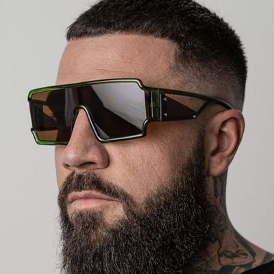 Överdimensionerade ihåliga fyrkantiga solglasögon Mode ett stycke lins Goggles Män Stilfullt UV-skydd Sport Solglasögon