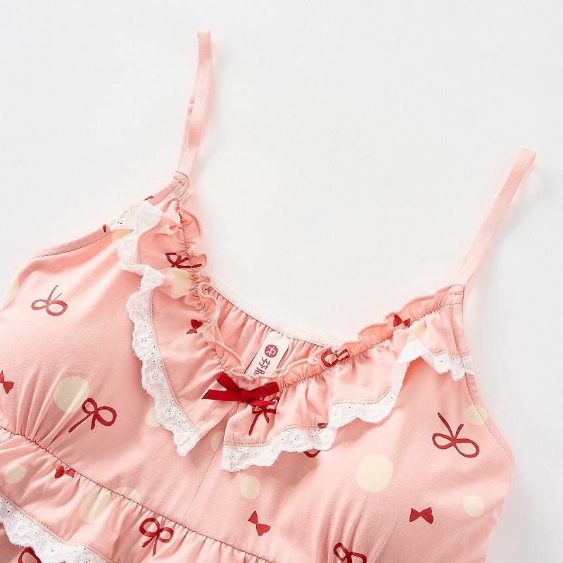 Fenteng [with breast pad 100% pure cotton] pure desire style suspender home short skirt, girls' nightgown dress, worn outside