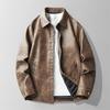 Retro old locomotive leather jacket men's short spring and autumn American casual flying pu jacket deerskin velvet jacket