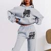 SHEIN Women's Letter Print Hooded Sweatshirt Set - Autumn Long-Sleeve