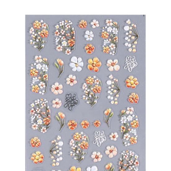 5D Embossed Flower Nail Stickers DIY Spring Summer Colorful Floral Nail Art Self-Adhesive Decals for Women Manicure Decoration