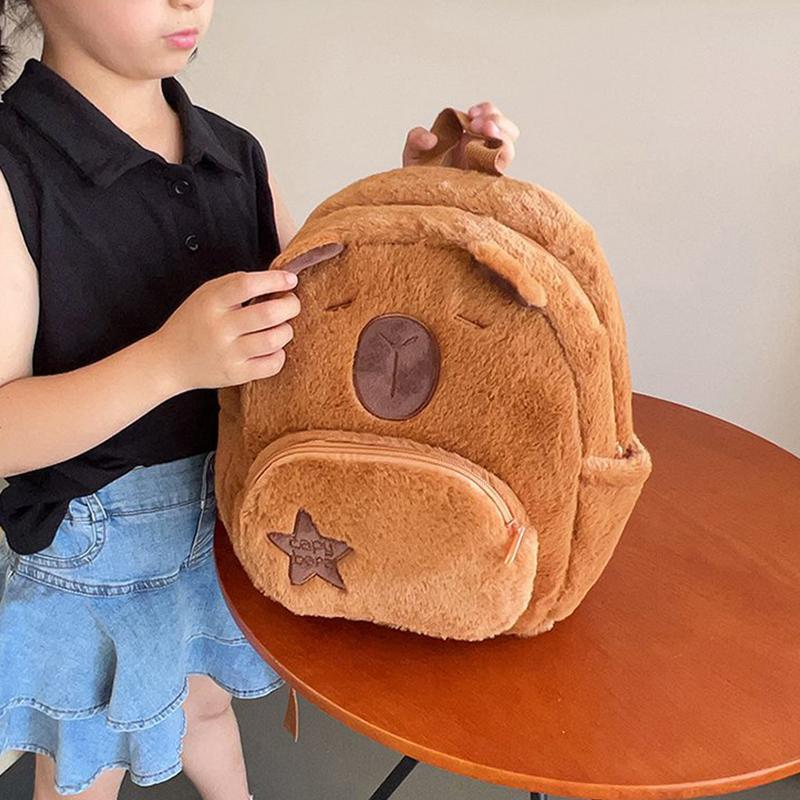 1PC Kawaii Capybara Plush Backpack For Women Versatile Cartoon Funny Capibala Crossbody Bag Large Capacity Mountaineering Bag
