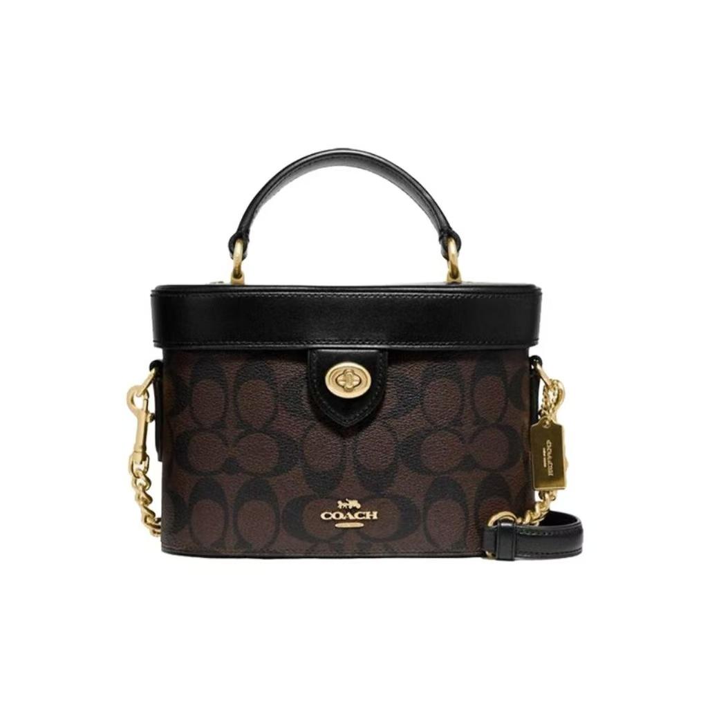 

Coach Signature Canvas Box Crossbody Bag with Top Handle 78277-IMAA8 Bonus Set (Gift Box+Hanging Accessories) коричневий