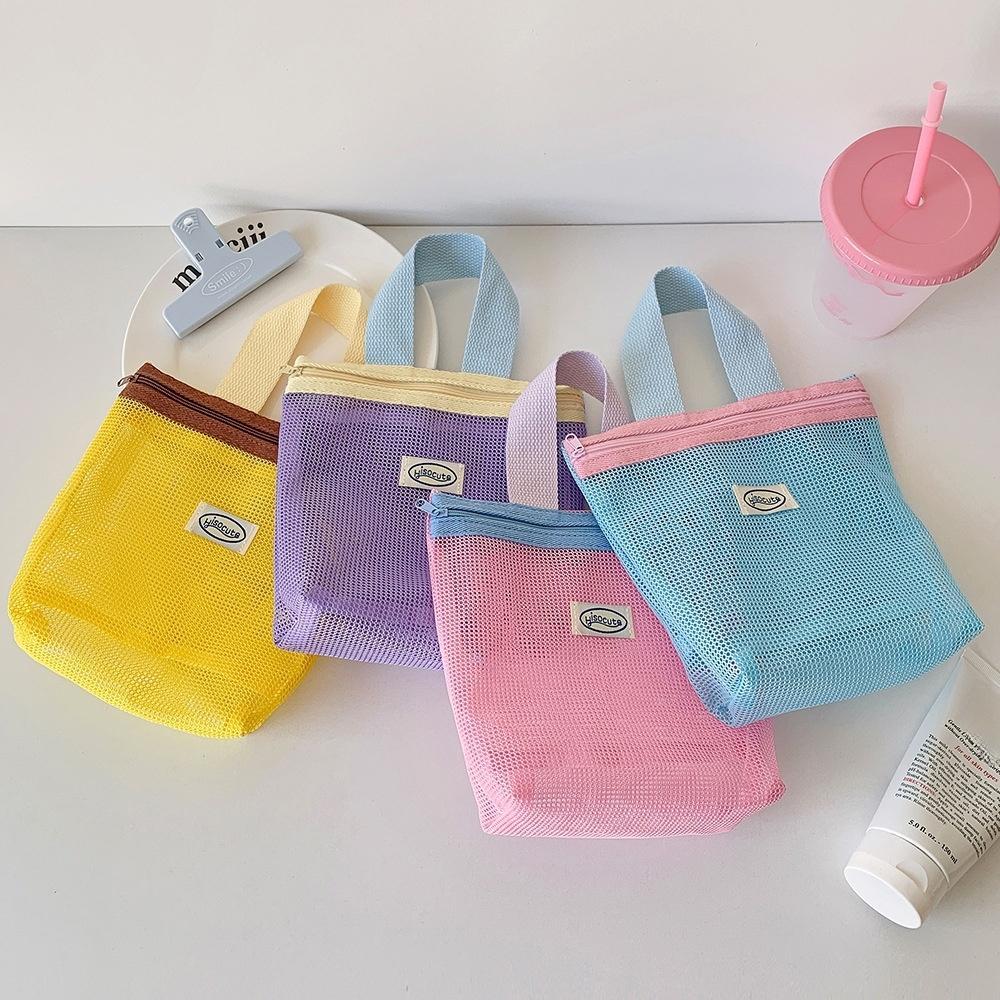 Skin Care Storage Bag Korean Storage Bag Mesh Zipper Makeup Bag Women Cosmetic Bag  Girls Lady