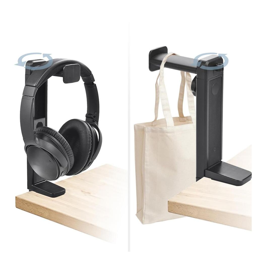 Headphone Holder Headsets Stand Rotatable Adjustable Height Sturdy ABS Construction Space Saving Headphone Hanger