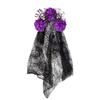Dark Purple Skull Headband Lace Veil Gothic Hairband Stylish Skull Headwear  Halloween Party