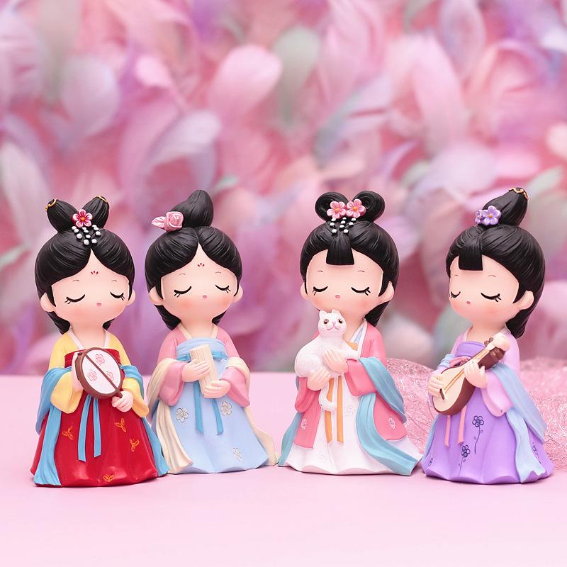 Kreativer Handyhalter im Stil der Tang-Dynastie mit Glücksbringer: Exquisites Harzornament