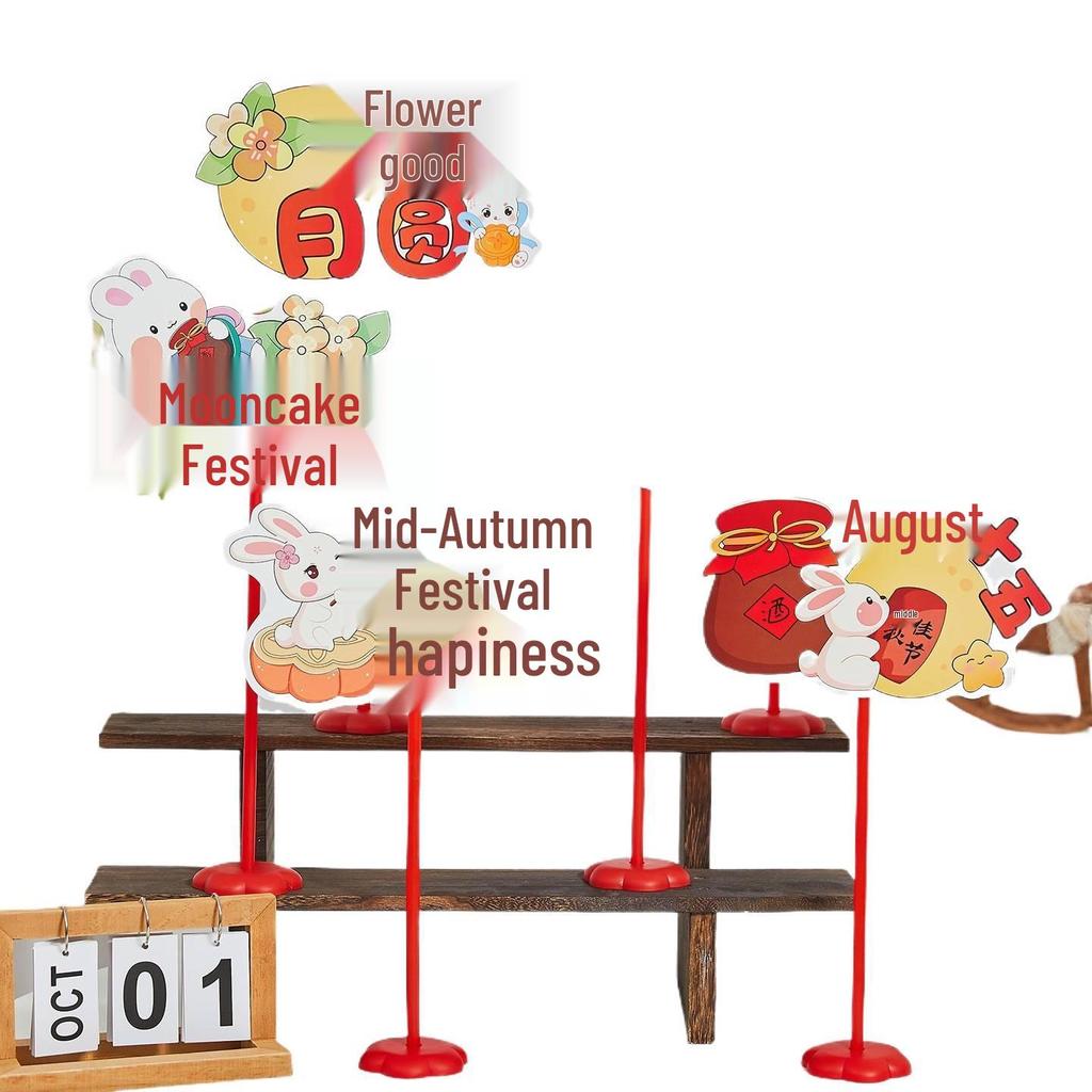 2025 Mid-Autumn Festival & National Day Cat Decor Sign for Shopping Mall & Store Counter Display