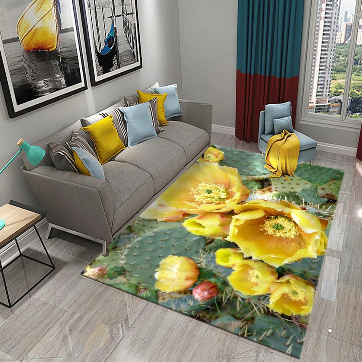 

Cartoon Desert Cactus Carpet Flower Plants Rugs Kitchen Doormat Plant Anti Slip Entrance Carpet Living Room Bedroom Decor Rugs 40x60cm 16x24 inch