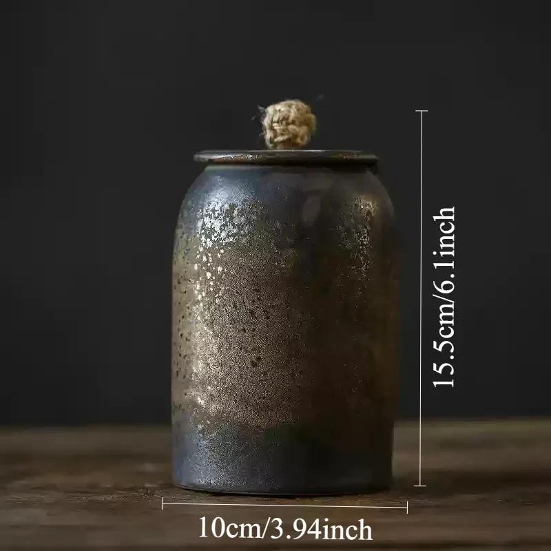 

15.5X10X10CM Vintage ceramic tea can Coarse sealed jar Dried fruits/candies/snack sealed box Large ceramic with lid