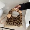 Trendy Leopard Print Plush Casual Shoulder Handbag
