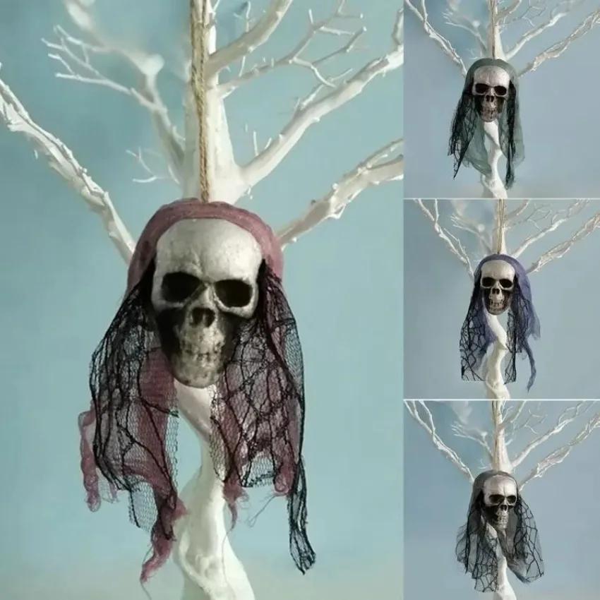 Terror Skull Hanging Ornaments Foam Skull Bride Clothes Bone Head Scene Layout Props Home Decorations Festival Party Supplies