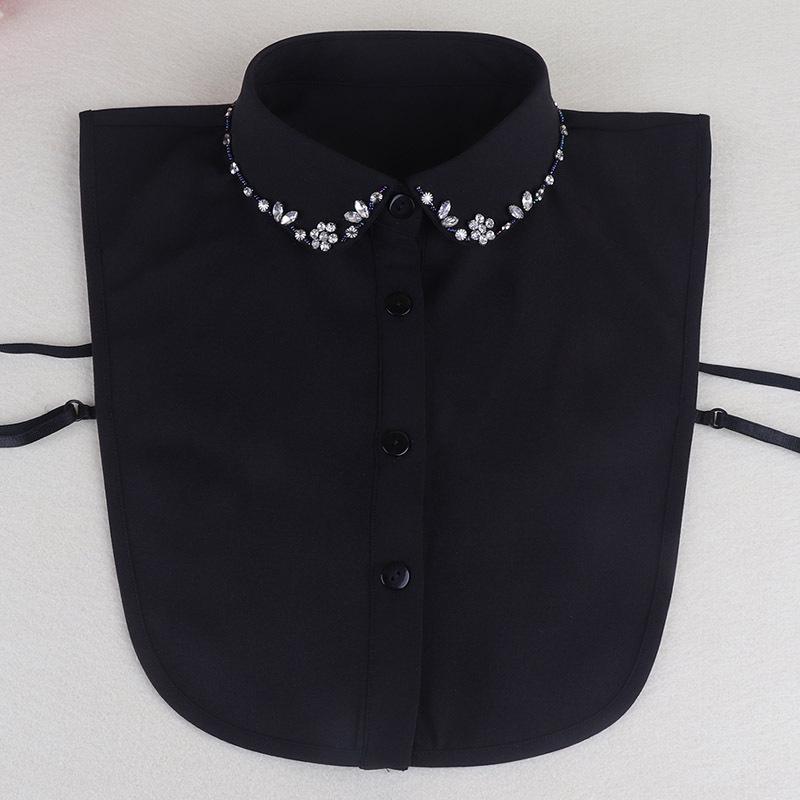 Korean Style Women's Blue Beaded Floral Decorative Collar Sweater