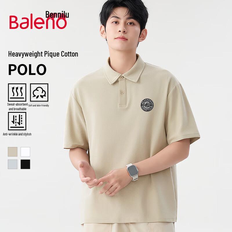 Baleno Men s Retro Printed Heavyweight Polo Shirt XL