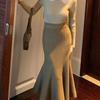 French Temperament Gentle Wind Mermaid Princess Knitted Fishtail Skirt Mid-length High Waist Autumn and Winter Skirt