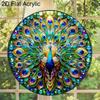 Acrylic Peacock Stained Glass Style Suncatcher, Vibrant Feather Window Hanging Ornament for Art and Animal Lovers
