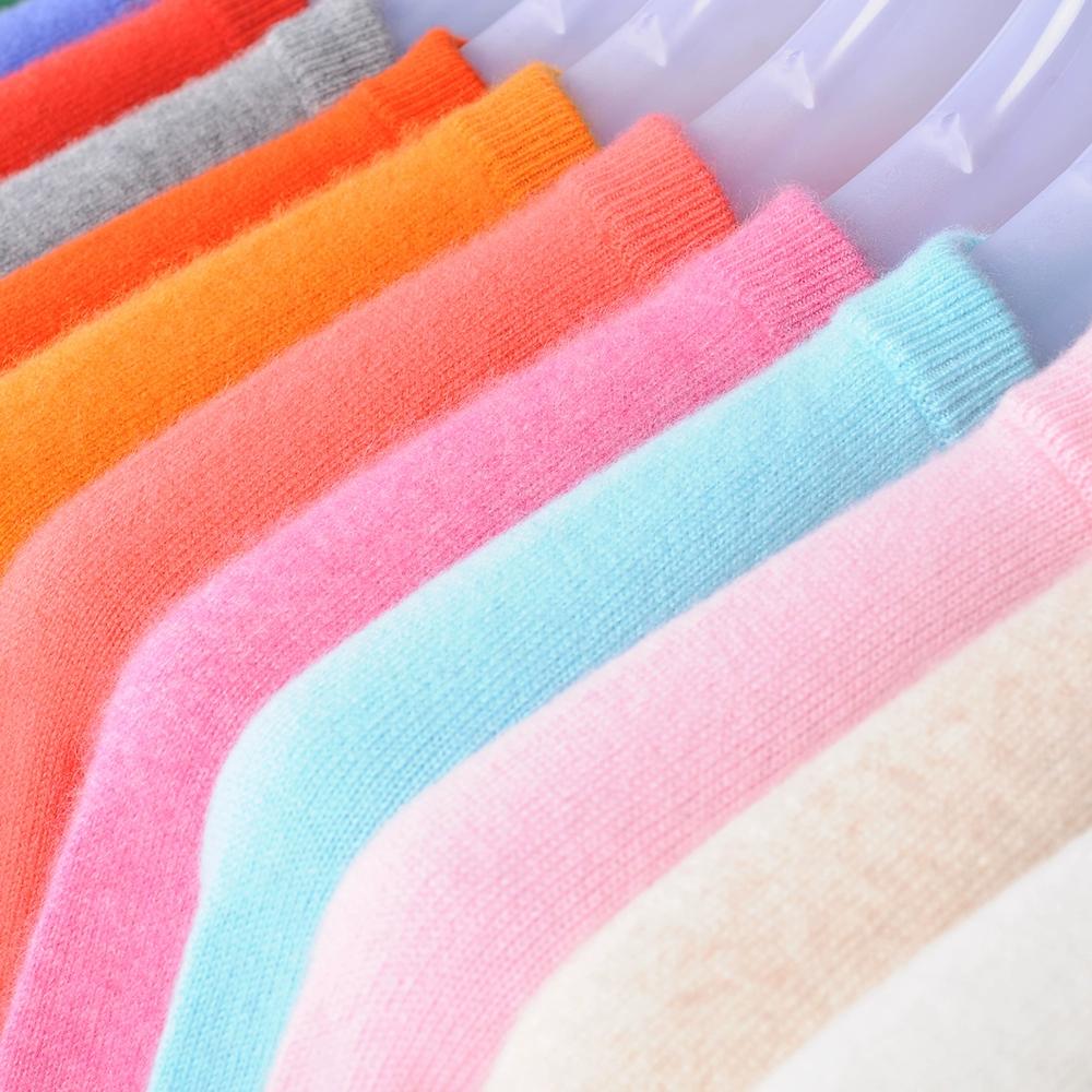 Dámský kašmírový svetr s kulatým výstřihem pro teplo a pohodlí pletený svetr s dlouhým rukávem