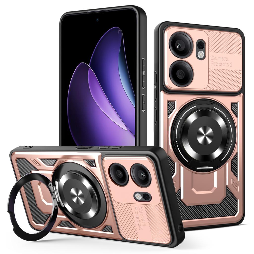 For Oppo Reno13 F 5G Magnetic Case Rotating Kickstand TPU+PC Phone Cover