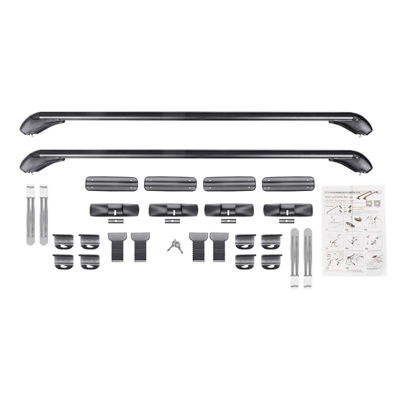 Car Top Roof Rack 2Pcs 100cm Aluminum Luggage Cross Bar Carrier with Lock for 4 or 5 Door Cars Black