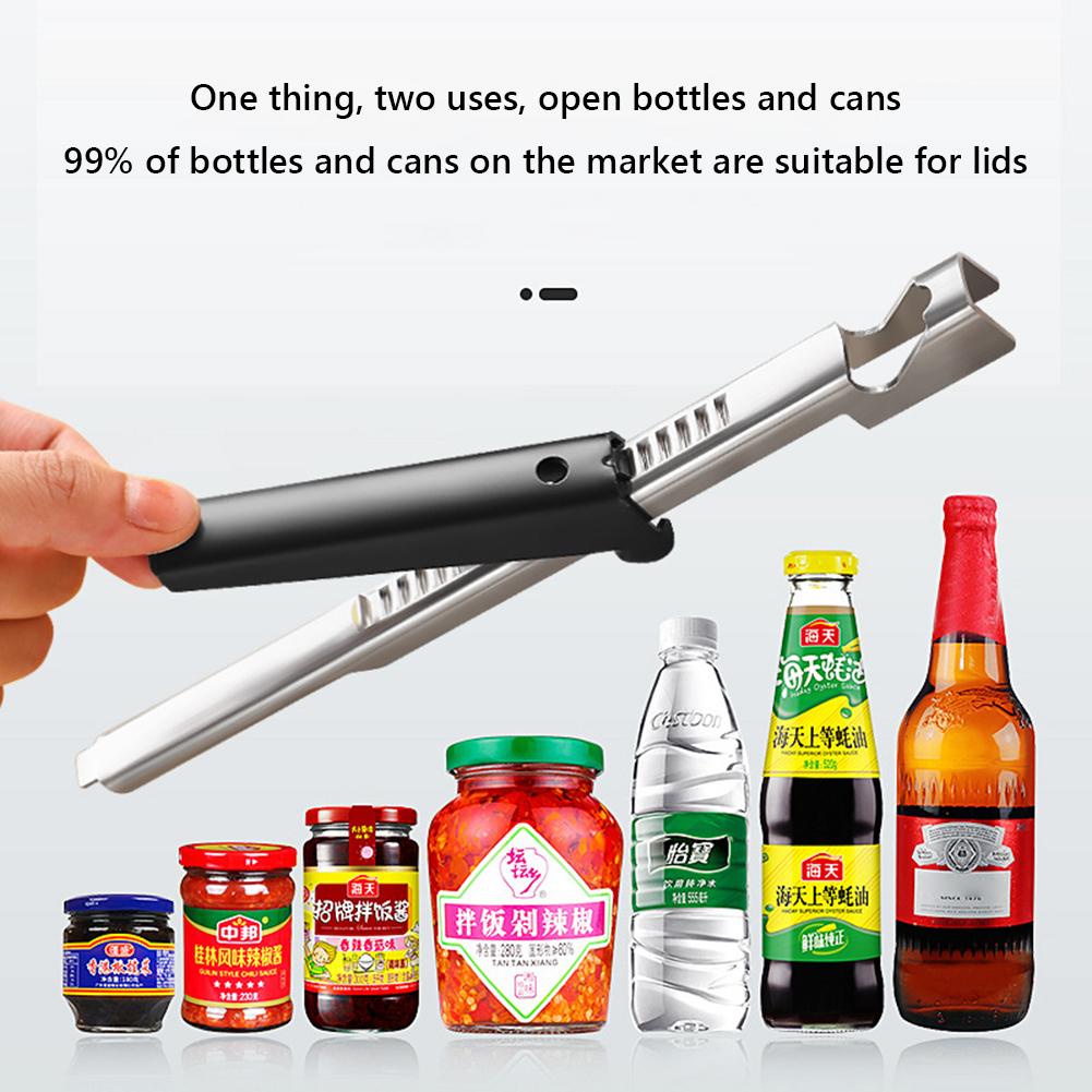 Bottle Lid Opener Adjustable Handle Cover Opener Stainless Steel Quick Bottle Opener Multifunctional for Weak Hands