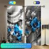 2pcs 3D Gorgeous Blue Jewelry Flower Printed Curtain for Home Decor - Rod Pocket Window Treatment for Bedroom, Office, Kitchen,