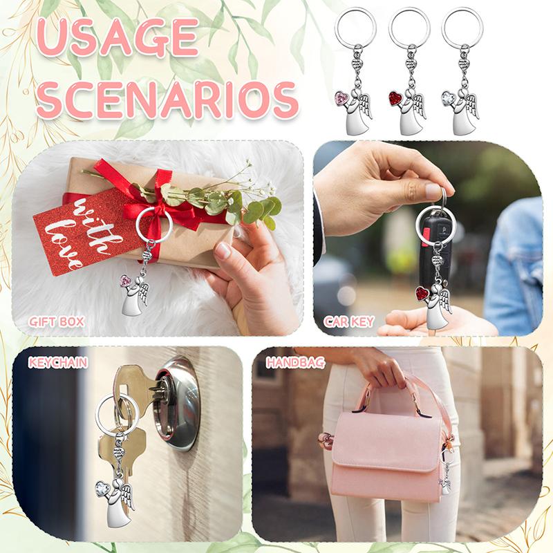 Angel Keychains With Organza Bags & Gift Tags For 30 Guests, Baby Shower Guest Gifts Baptism Favors Wedding Favors For Guests