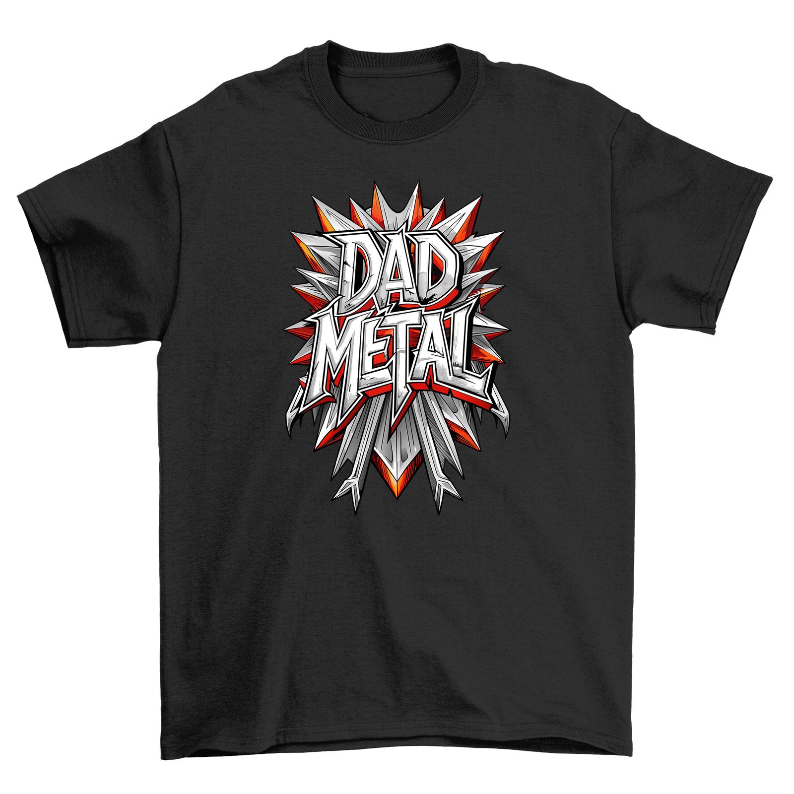 Dad Metal Shield Funny T-Shirt Mens Womens Tees Top - Unleash the Dad Metal Power! 100% Cotton, Funny S