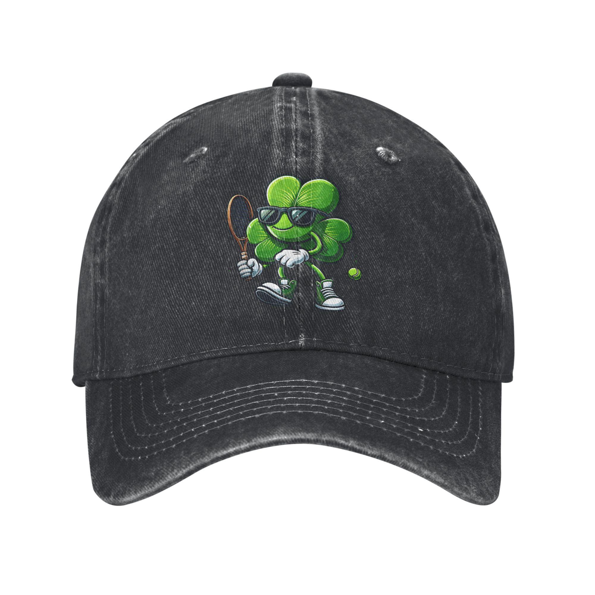 Tennis Player St Patricks Day Shamrock Clover Irish Prid Casual Baseball Cap Fishing Trucker Hat Summer Unisex Classic Baseball Cap One Size