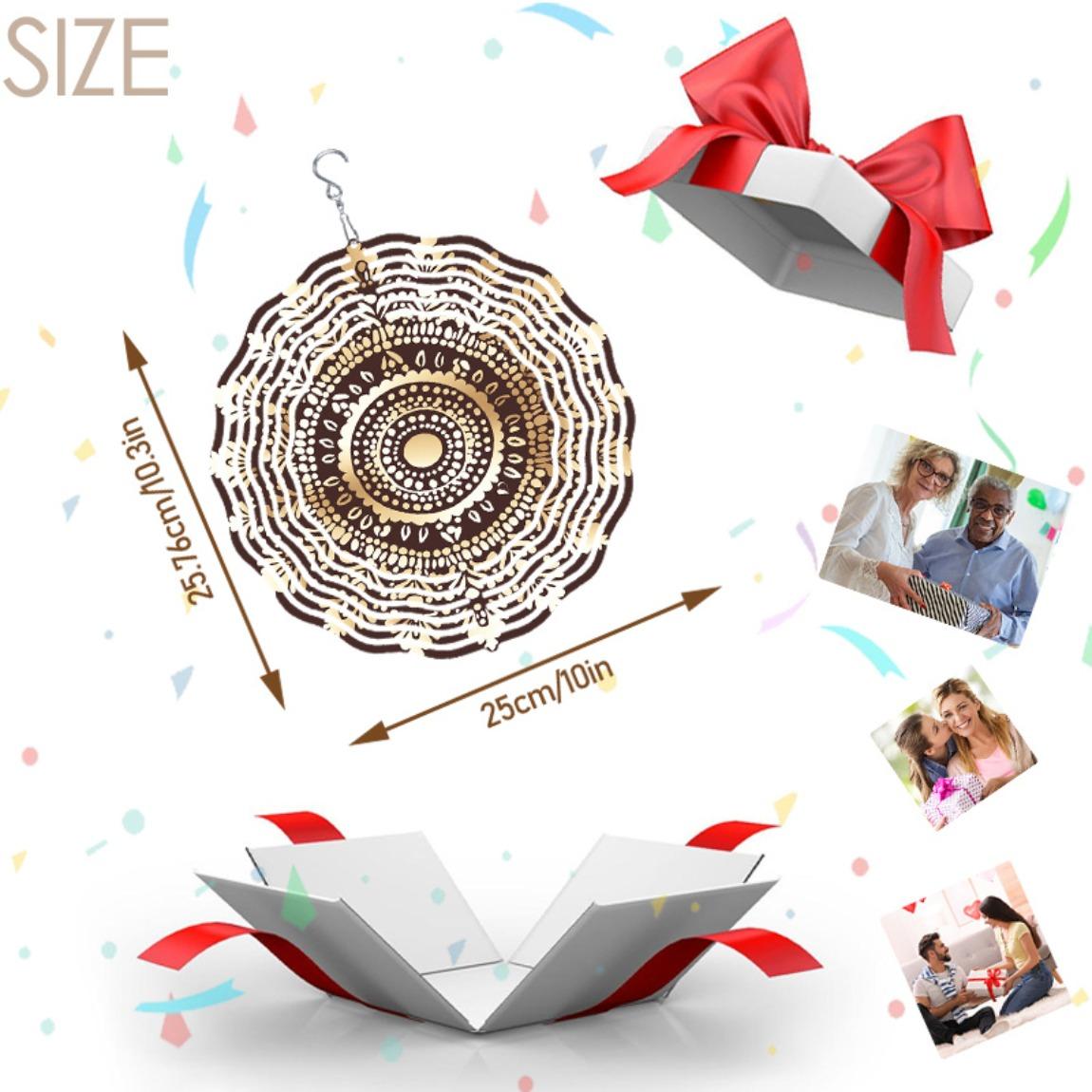 

Золотая Мандала Металлический Ветряной Колокольчик Спиннер Декор для Сада на Открытом Воздухе Вращающаяся Ветряная Мельница Искусство Не Требуется Питание Легкая Установка