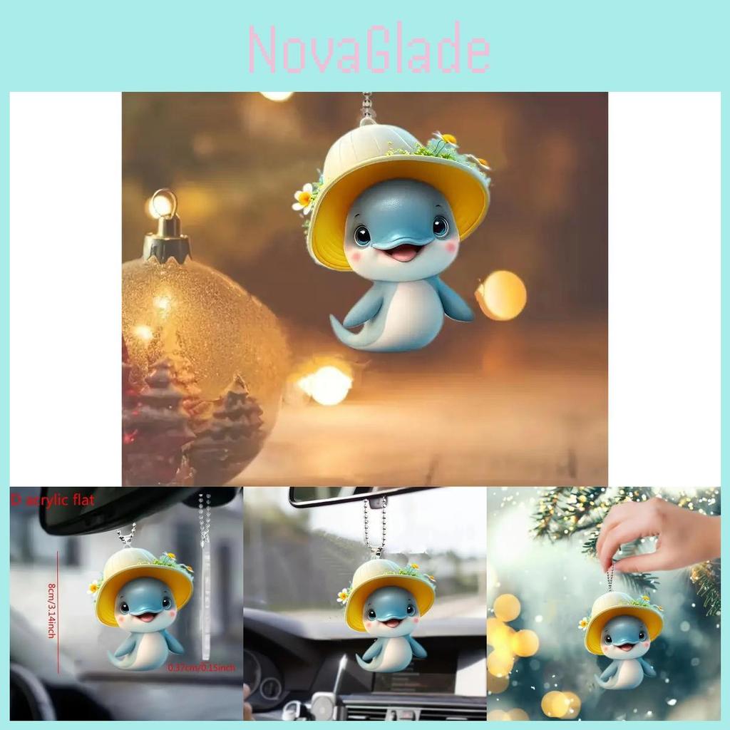 Adorable Acrylic Dolphin Car Pendant Charming Cartoon Vehicle Decor For Your Auto