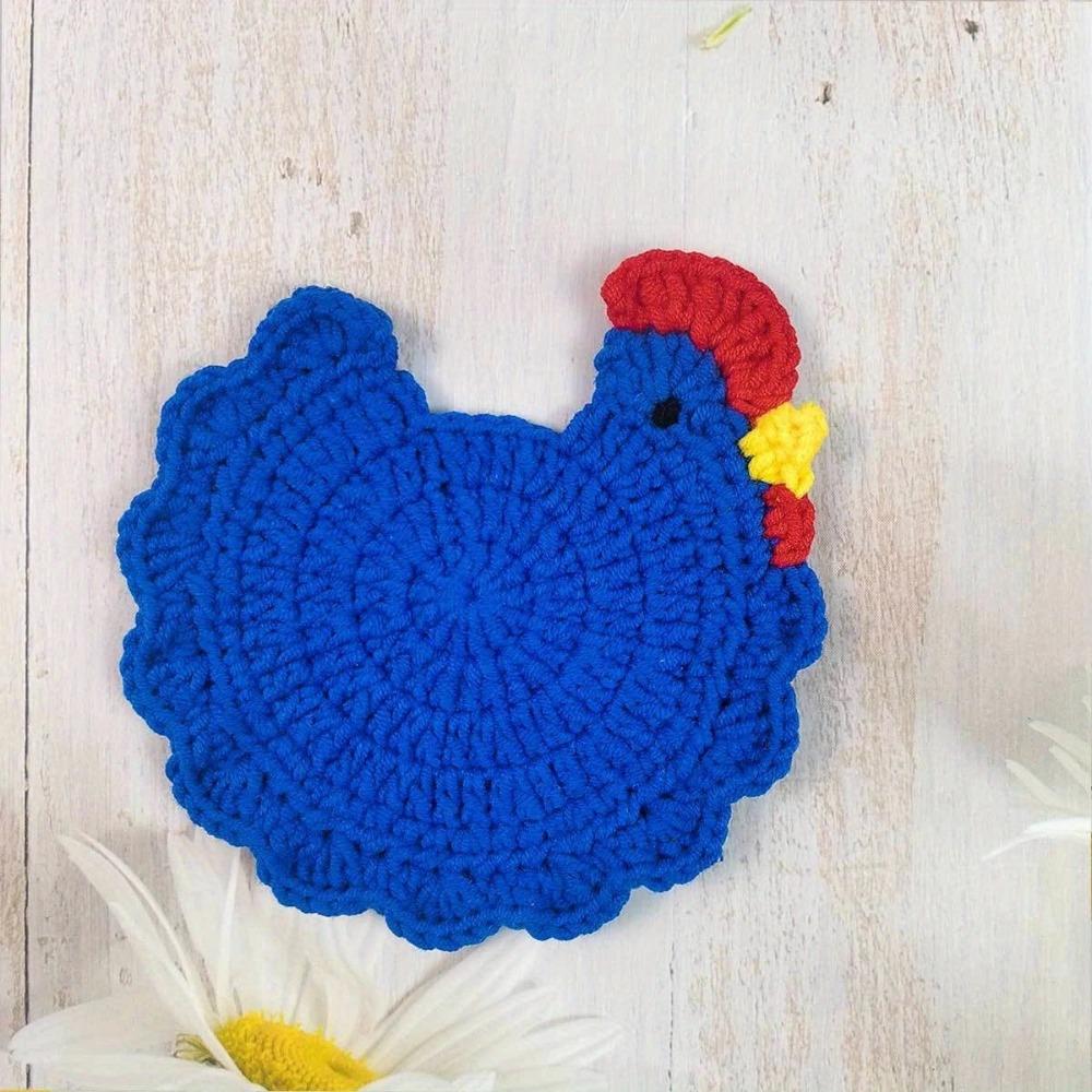 Cute Cartoon Insulation Mat Big Rooster Shape Hand-made Cup Mat Soft Woven Placemat Kitchen Accessories
