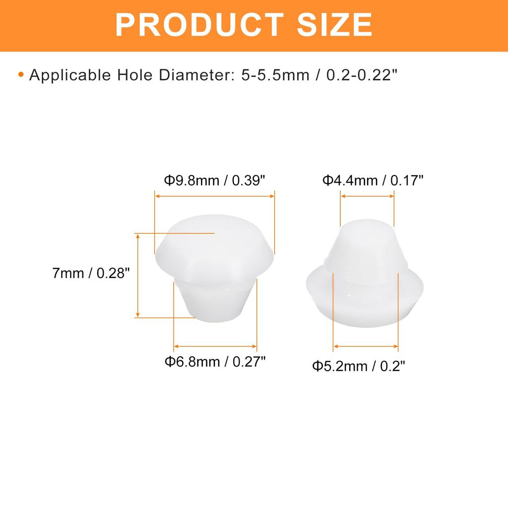 uxcell Silicone Stoppers, Rubber Stoppers, Compatible Diameters 0.2 - 0.2 inches (5 - 5.5