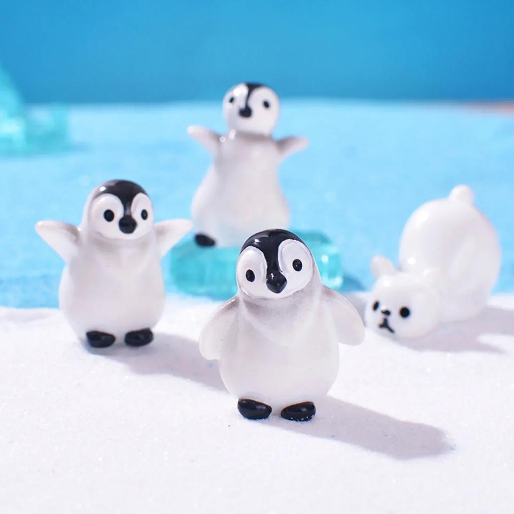 Mini Realisitic Animals Figurines Resin Polar Bear Penguin Seal Iceberg Figures Miniature Cake Toppers For DIY And Statues
