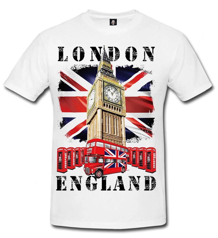 Big Ben London Unisexs Tshirt Red Bus UK England Souvenir Union jack Tshirt Top 2XL