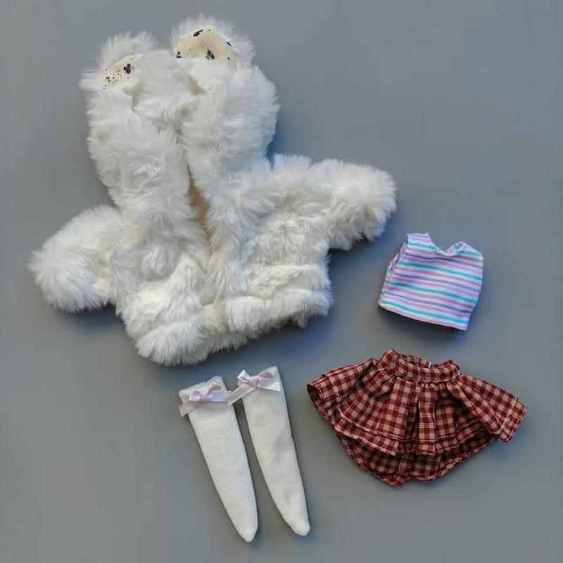 A Set of 30cm Doll's Clothes Furry Cute Winter Suit 1/6 Doll Accessories Dress Up Toy for Children