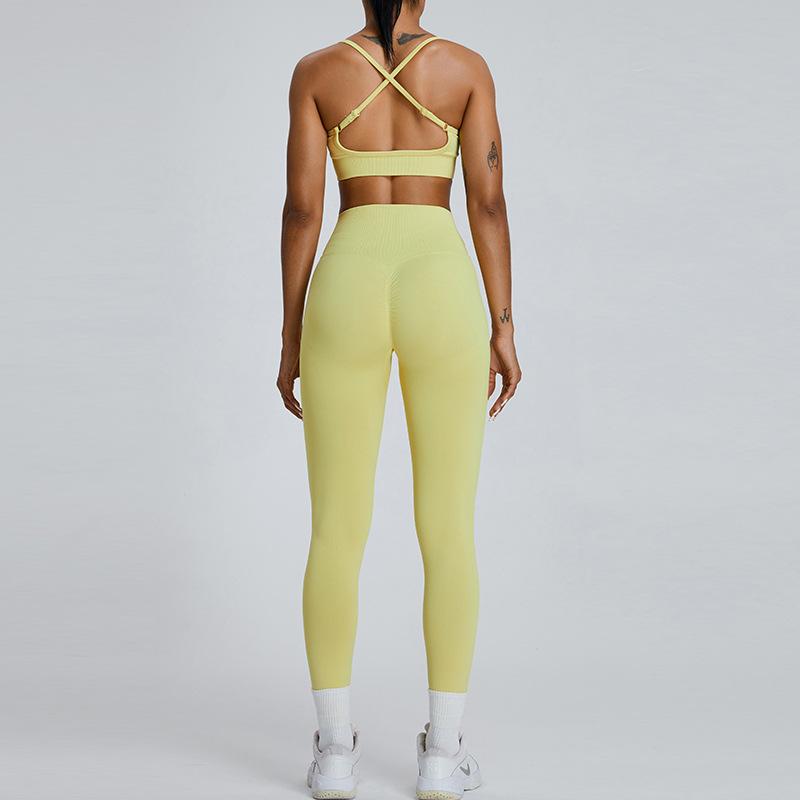 New Fitness Suit Set For Women, Sexy Peach Yoga Tight And Quick Drying Yoga Exercise Set
