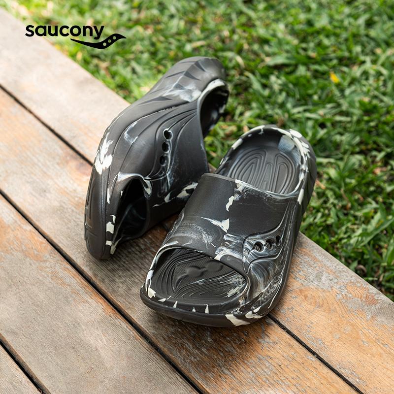 Saucony Relaxing Comfortable Non-Slip Durable Slide Sandals Unisex Sandals Dark-Gray Beige S28903-7