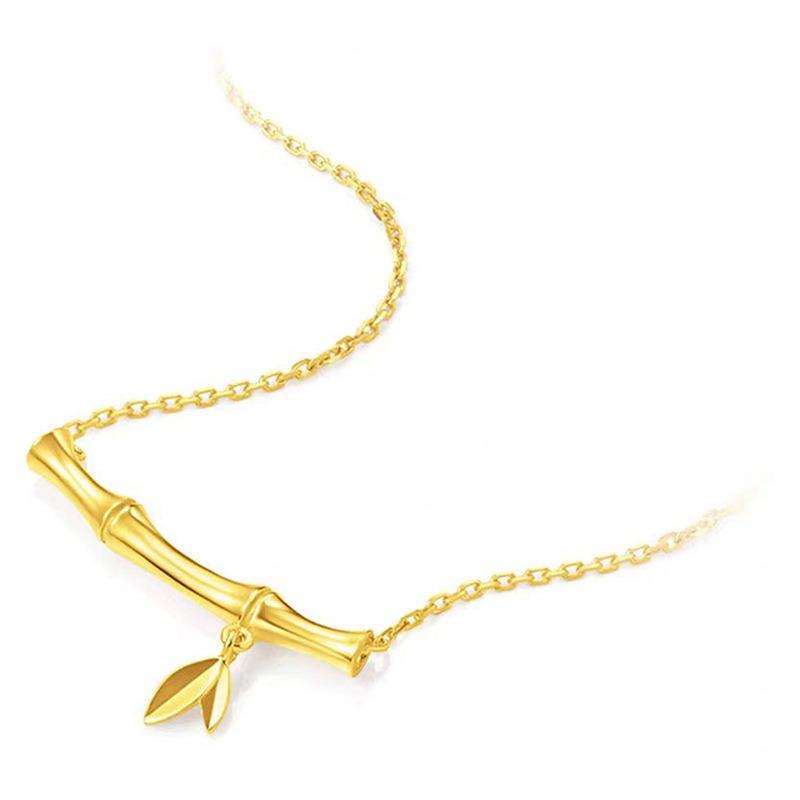 Ancient gold crafts Bamboo Necklace Fashion Design Light Luxury Simple Style choker Pendant for women Party Jewelry Gift