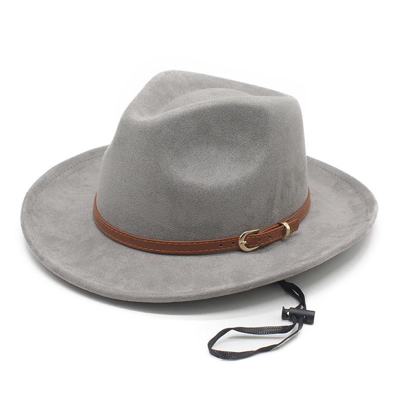 New Suede Upturned Edge Western Cowboy Hat Men's and Women's Outdoor Travel Hat Rolled Brim Ethnic Style Top Hat Felt Hat