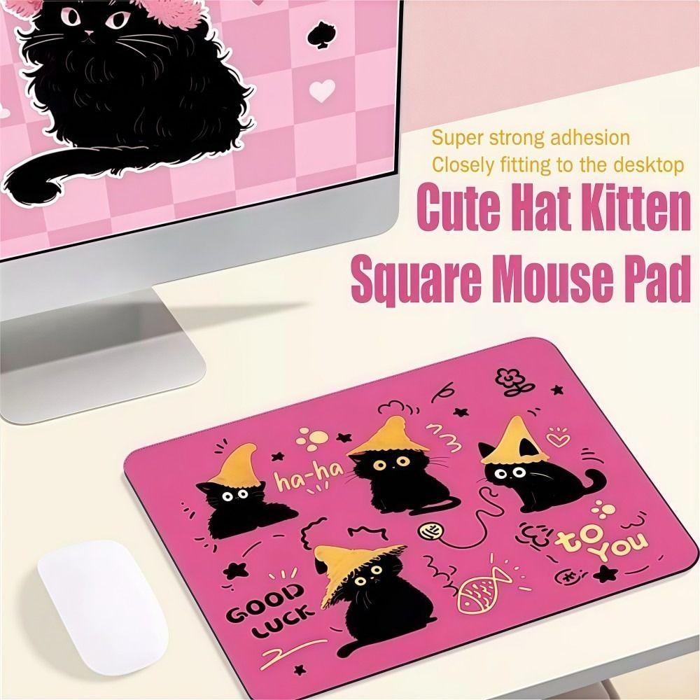 Waterproof Women's Mouse Pad Non-Slip Kitten Mouse Pad Black Cat Mouse Pad  For Laptop PC, Desktop
