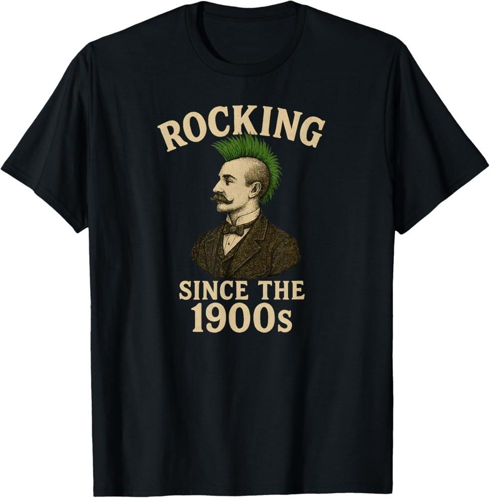 Victorian Gentleman Punk Rock Mohawk Rocking Since 1900s T-Shirt L