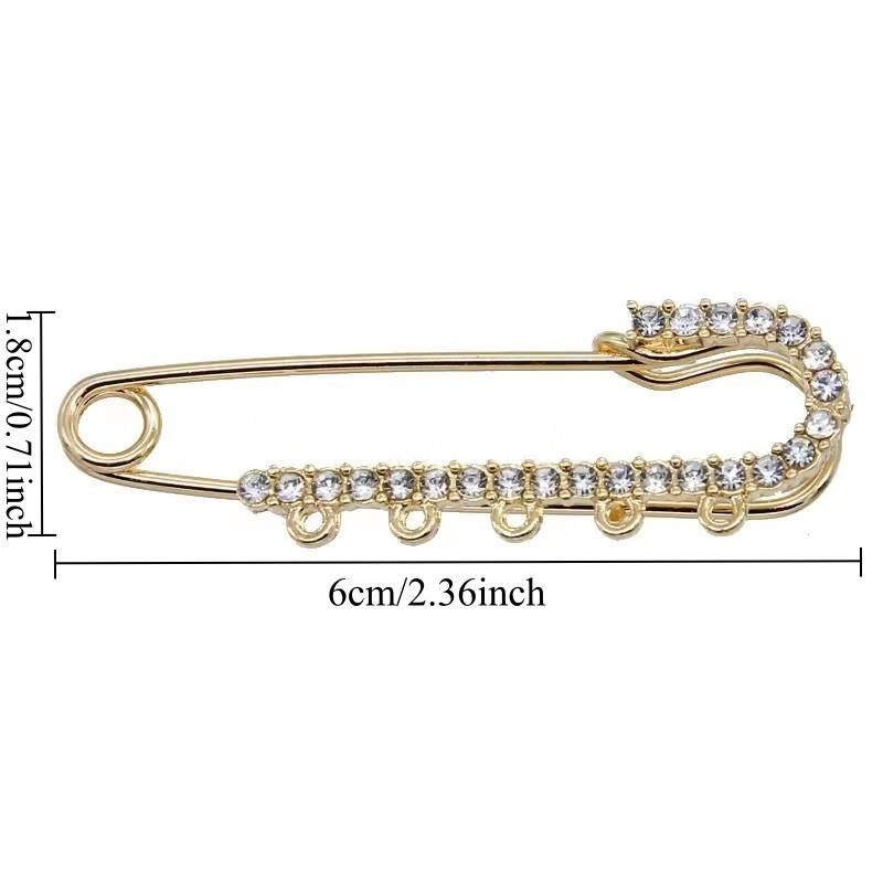 Rhinestone Safety Pins Crystal Brooch with /5 Loops for DIY Blankets Skirts Knitted Fabric Crafts Jewelry Making