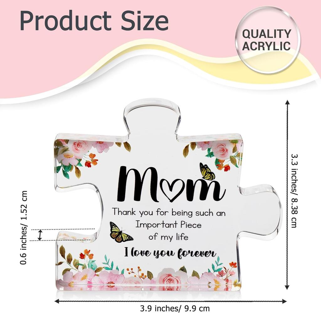 Mother's Day Gift Acrylic Block Puzzle Desktop Ornament Transparent Flower Letter Pattern Party Decoration Festival Supplies