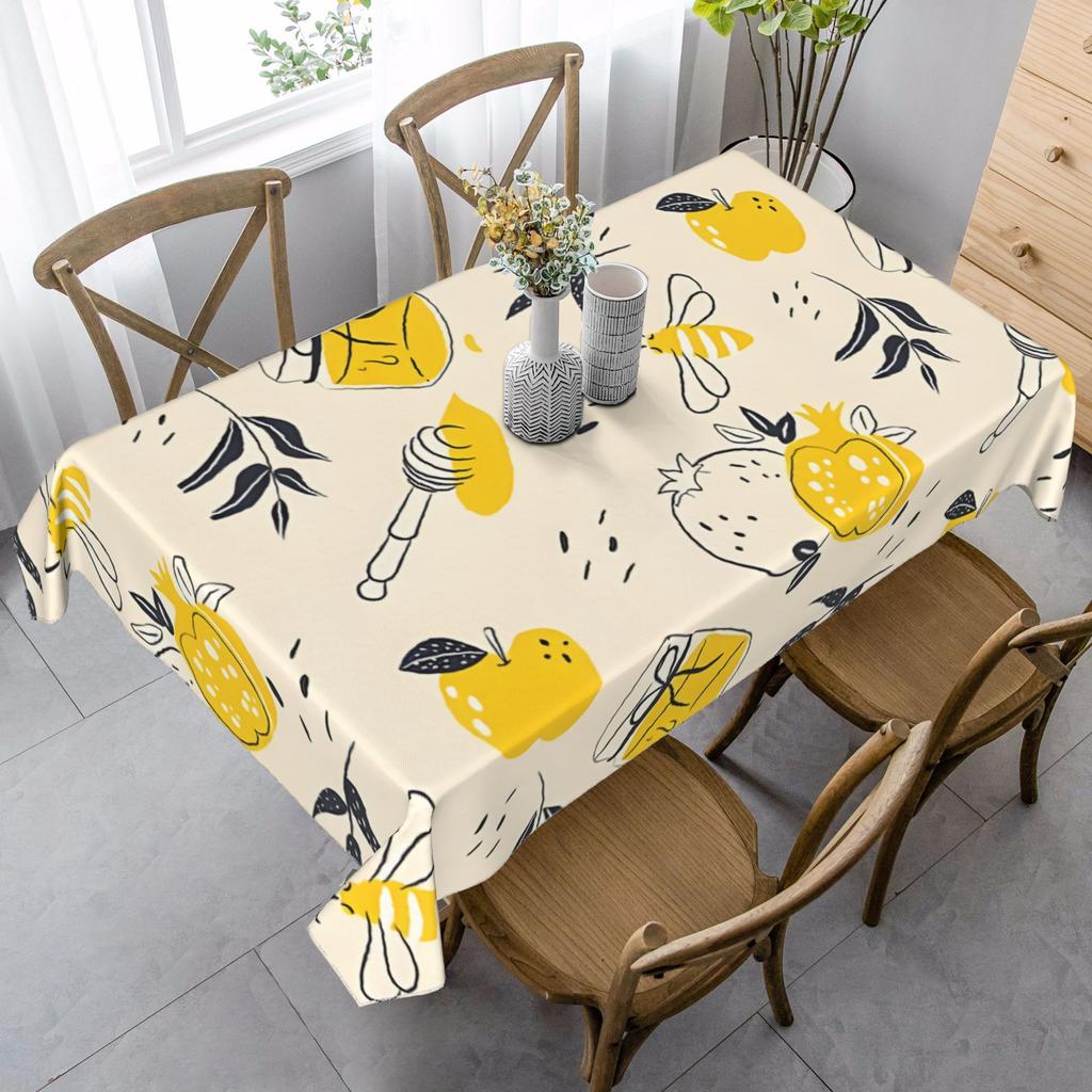 Rosh Hashanah Rectangle Tablecloth for Table Decor Kitchen Dining Waterproof Reusable Table Cloth for Tables Holiday Party