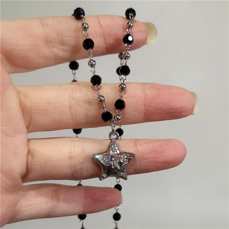 Simple Trendy Star Hollow Choker Necklace Pendant Neck Jewelry Grunge Charm Accessories Women Men's Fashion Party Chain Necklace