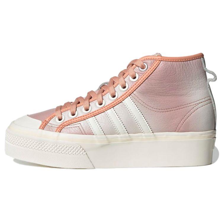 Adidas Originals Nizza Platform Mid Thick Sole Durable High Top Skate Shoes Women Sneakers Pink GX6521