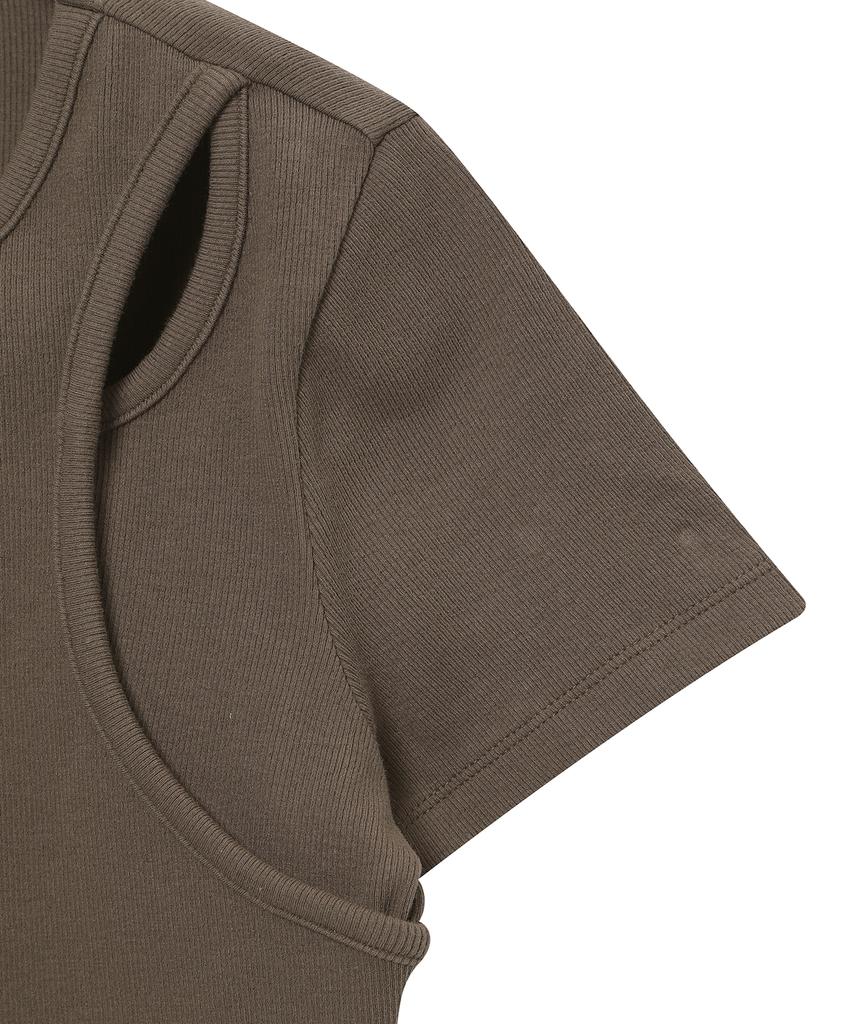 Syupeodeulai Women'S Layered Slim T-Shirt Brown Sdfiscq47Brw