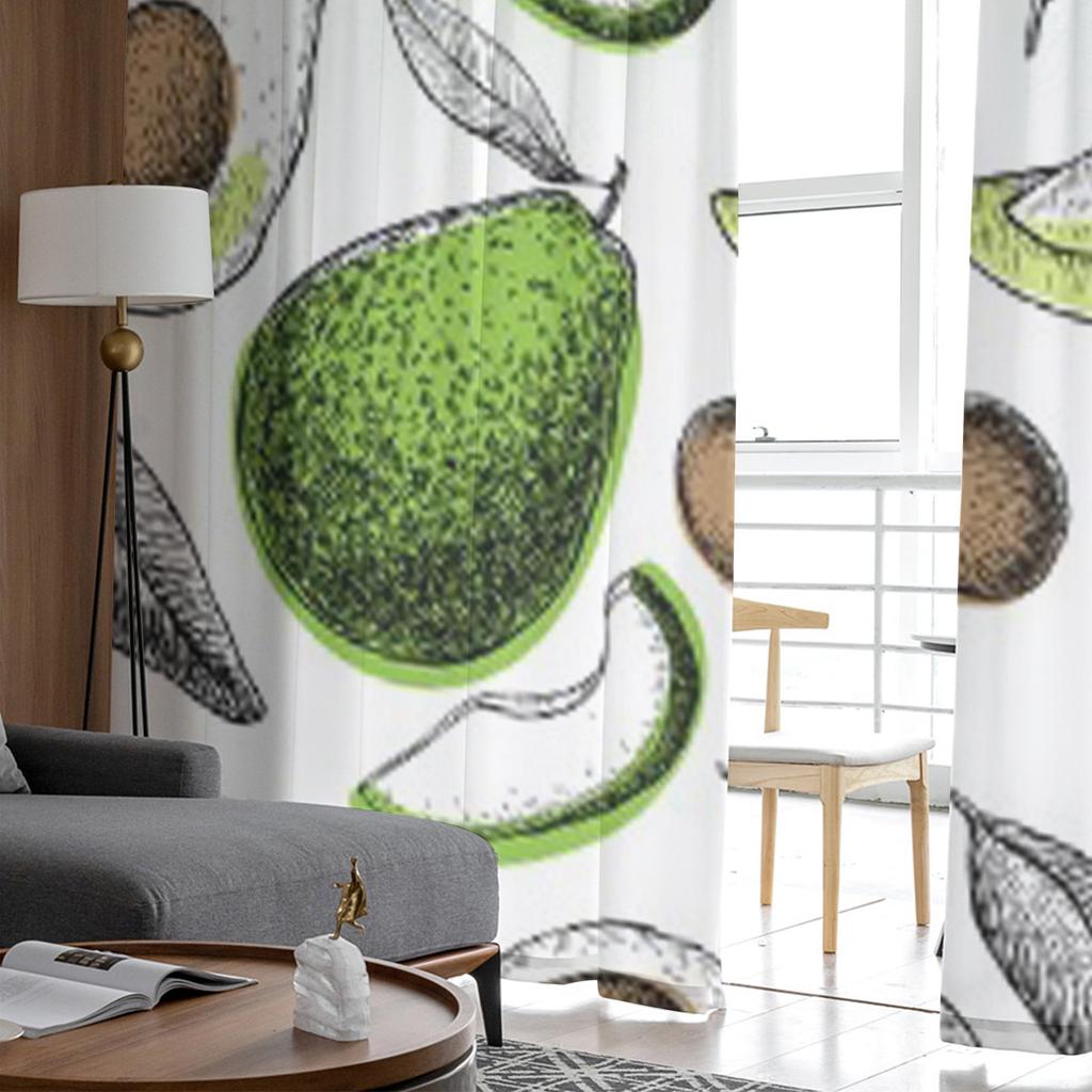 Avocado Transparente Vorhänge für Wohnzimmer Transparente Tüll Fensterdekoration Schlafzimmer Küche Heimdeko Schleier Vorhänge